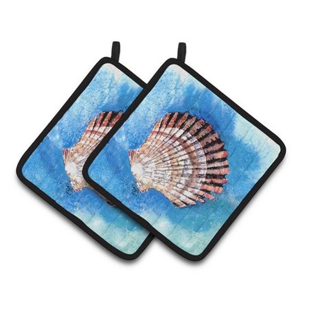 CAROLINES TREASURES Scallop Sea Shell Pair of Pot Holders, 7.5 x 3 x 7.5 in. 8008PTHD